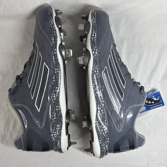 Adidas‎ PowerAlley 2 Baseball Shoes Mens Size 11.5 Metal Cleats D74063 Gray New